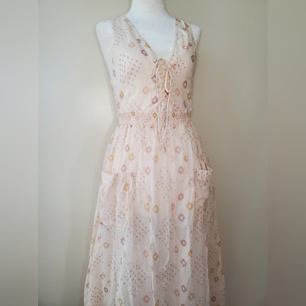 Free People Batiste Pocketful of Wildflowers Ivory Combo Midi Dress - Picture 3 of 16